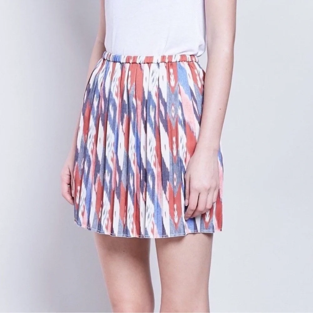 ISABEL MARANT Etoile Hanoi Pleated Mini Skirt Ikat Chic Designer Boho Size S